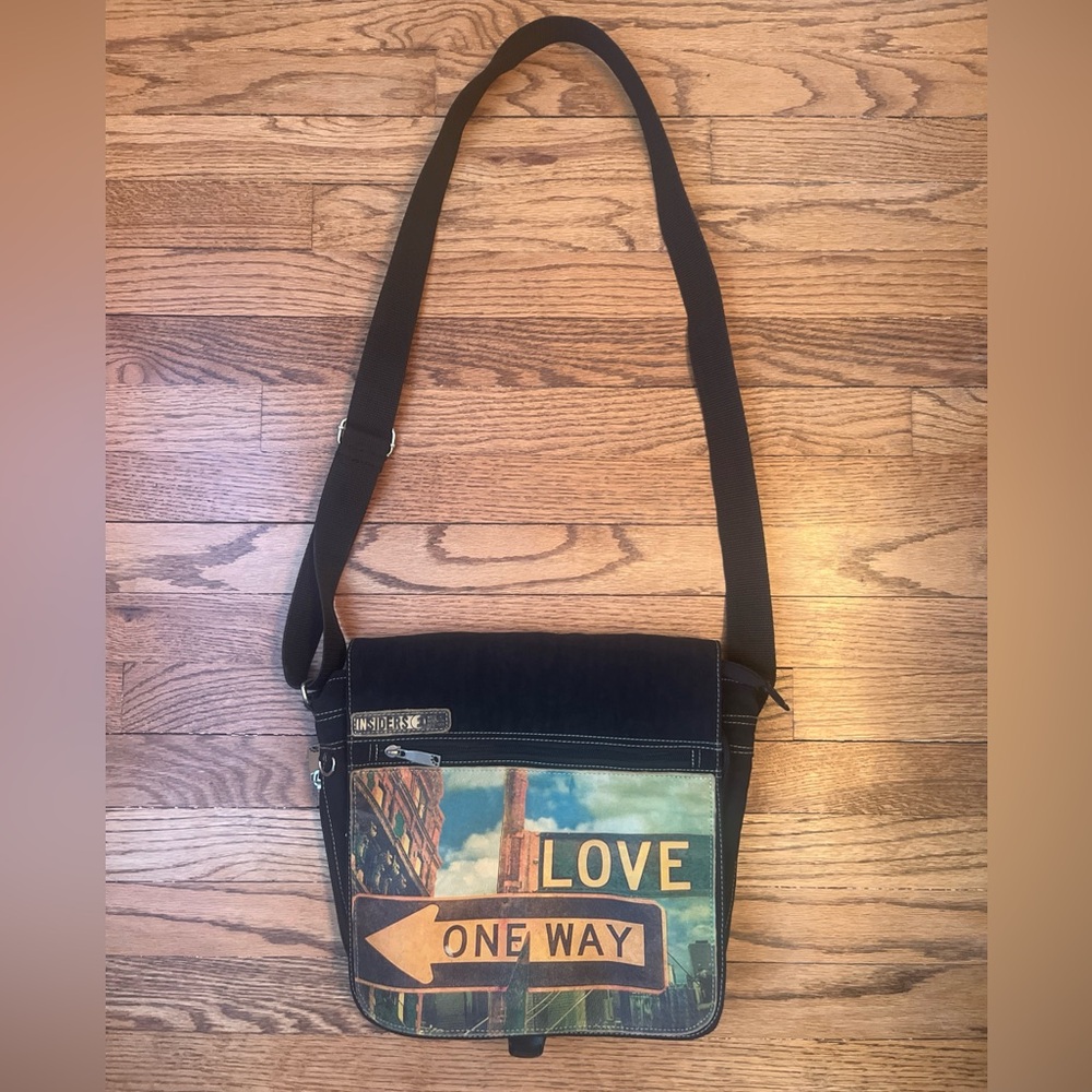 Insiders 1 Trendy New York One Way/Love Unisex Messenger Bag Made In Brooklyn